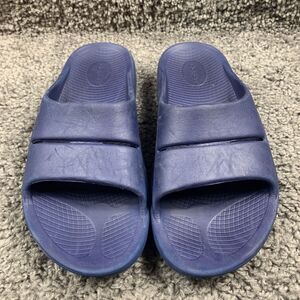 Oofos Ooah Men's 10 Womens 12 Navy Slide Sandal Comfort Slip-On Summer Slippers